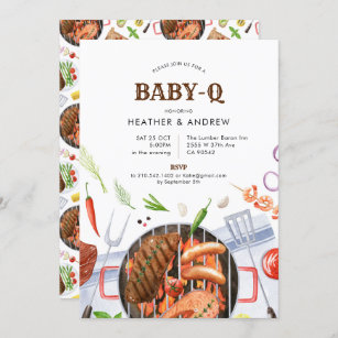 Gril Baby-Q BBQ Party Backyard Baby Shower Invitation
