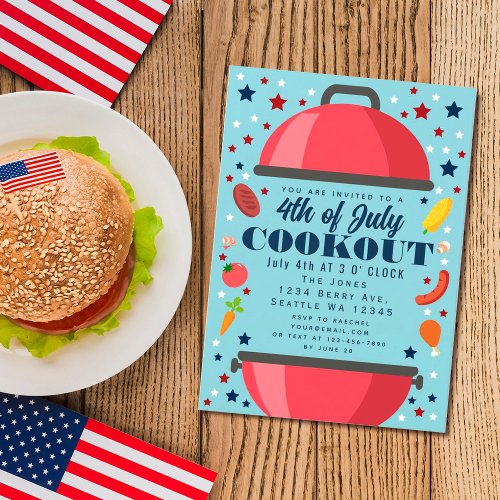 Grill 4TH of July Cookout Invitation