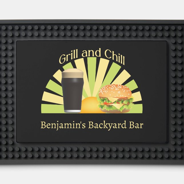 Grill and Chill Backyard Bar Bar Mat (Front (Close Up))