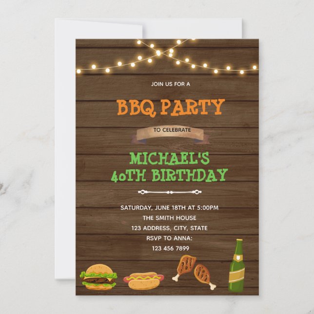 Grill and chill bbq birthday invitation (Front)