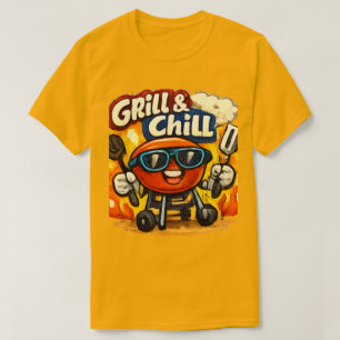 Grill and Chill BBQ T-Shirt   Funny Tee