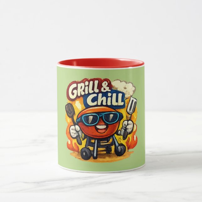 Grill and Chill & Funny BBQ Mug (Center)