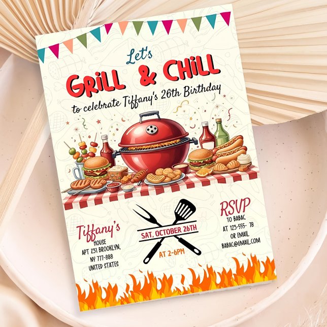 Grill And Chill Invitation, Editable Bbq Birthday  Invitation (Creator Uploaded)