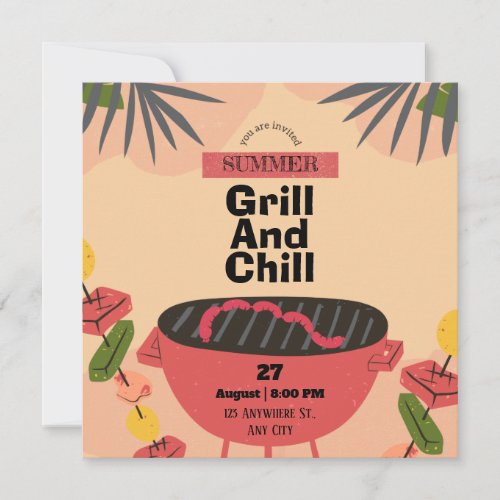 Grill And Chill Invitations  Announcements