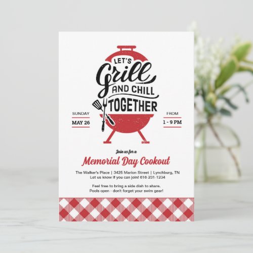 Grill and Chill Memorial Day Cookout Invitation
