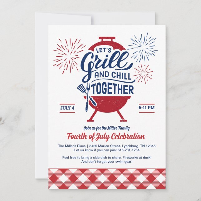 Grill and Chill Memorial Day Cookout Invitation (Front)
