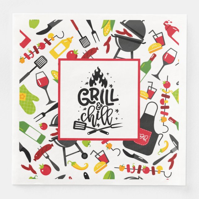 Grill And Chill  Paper Dinner Napkins (Front)