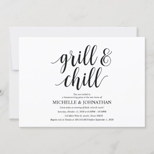 Grill and hill Housewarming party invitation cards