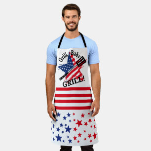 Grill baby grill USA flag patriotic grilling BBQ  Apron