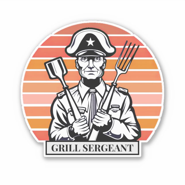 Grill Barbecue Sergeant Sticker (Front)