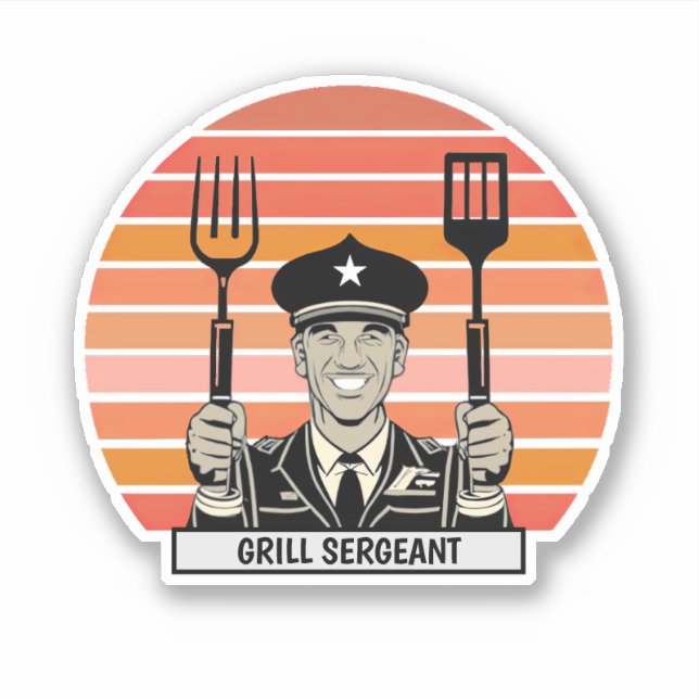 Grill BBQ Sergeant Sticker (Front)