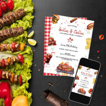 Grill & Chill BBQ Backyard Birthday Party Invitation