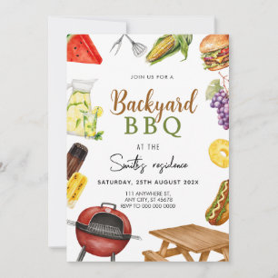 Grill & Chill BBQ Backyard Party Invitation