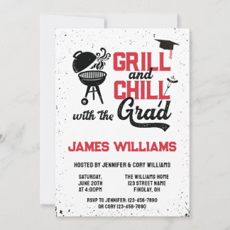Grill & Chill BBQ Graduation Party Open House Invitation