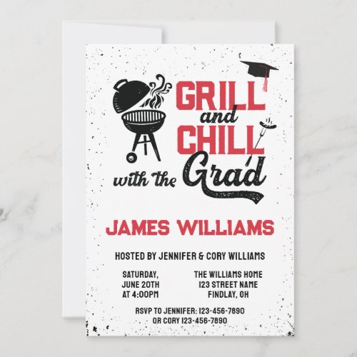 Grill  Chill BBQ Graduation Party Open House Invitation