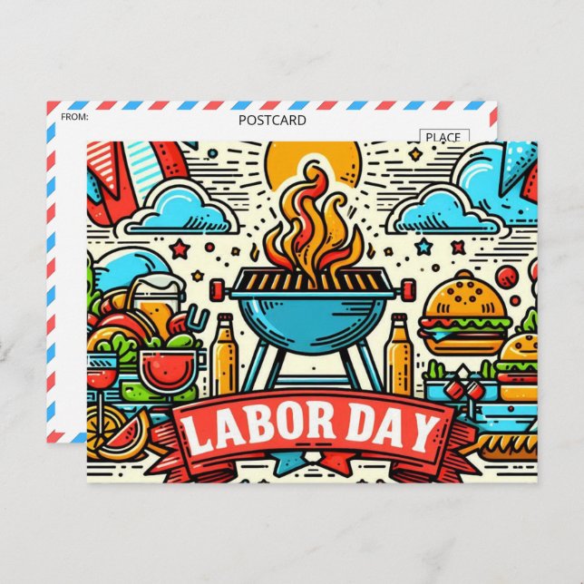 Grill & Chill Labor Day Celebration Postcard (Front/Back)