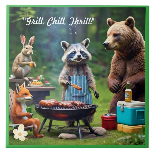 "Grill, Chill, Wild" Ceramic Tile (Front)