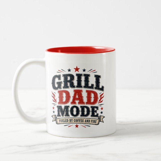 Grill Dad Mode Two-Tone Coffee Mug (Left)