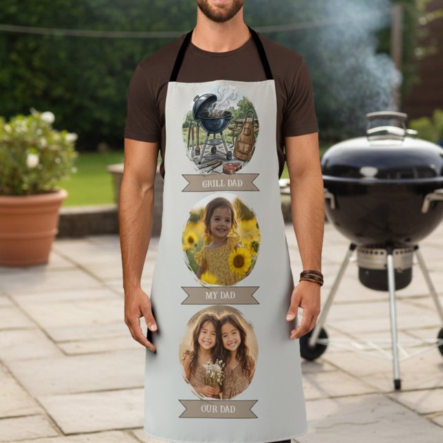 Grill Dad My Dad Our Dad Photo Apron (Photo Apron for Grill Dad from his son, daughter or children.)