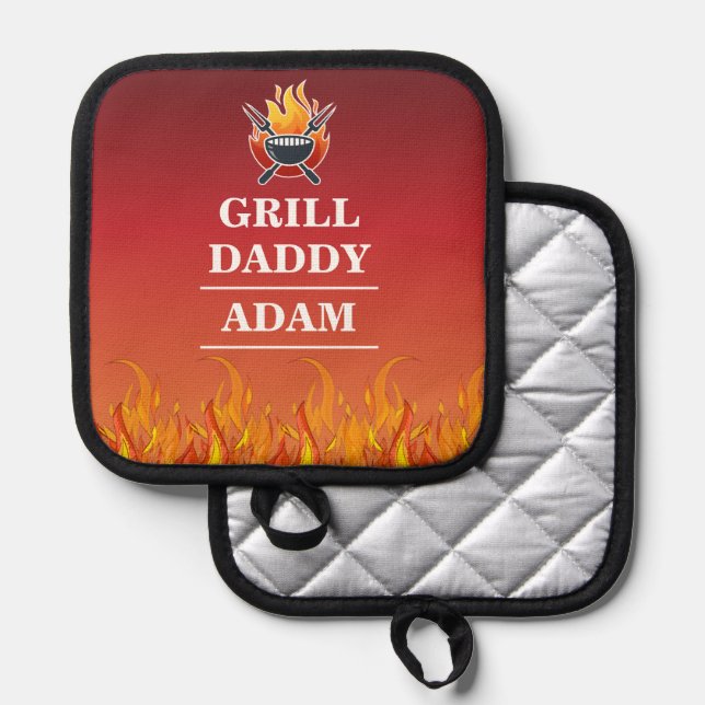 Grill Daddy BBQ for Grillers Personalized Name  Pot Holder (Front/Back)