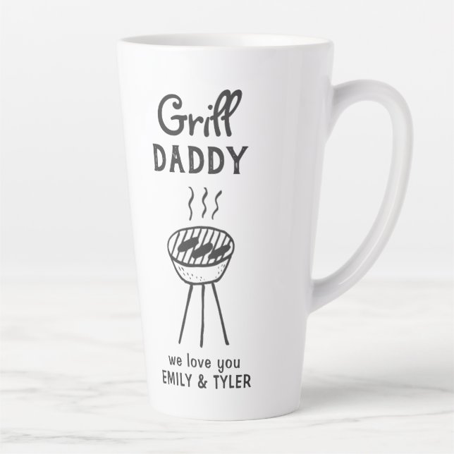 Grill Daddy Cartoon Father`s Day Latte Mug (Right)