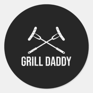 Grill Daddy Funny Fathers Day Gift-grillfather-gri Classic Round Sticker