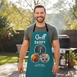 Grill Daddy Modern Oval 3 Photo Father`s Day  Apron