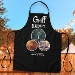 Grill Daddy Modern Oval 3 Photo Father`s Day  Apron<br><div class="desc">Grill Daddy Modern Black Oval 3 Photo Father`s Day Apron. 3 photos in oval frames - add 3 photos. The text is trendy white on black background - you can change any text on the apron. This personalized apron is a perfect keepsake gift for a dad for Father`s Day, birthday...</div>