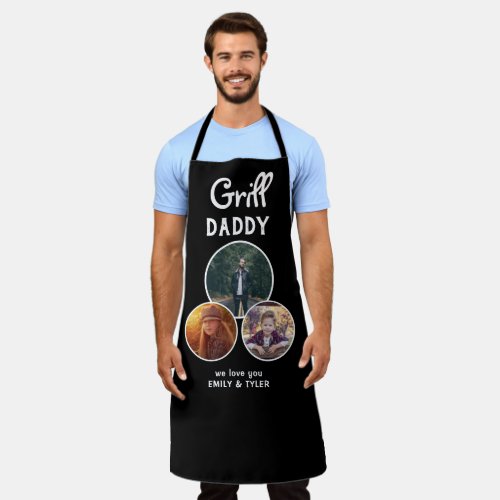 Grill Daddy Modern Oval 3 Photo Fathers Day  Apron