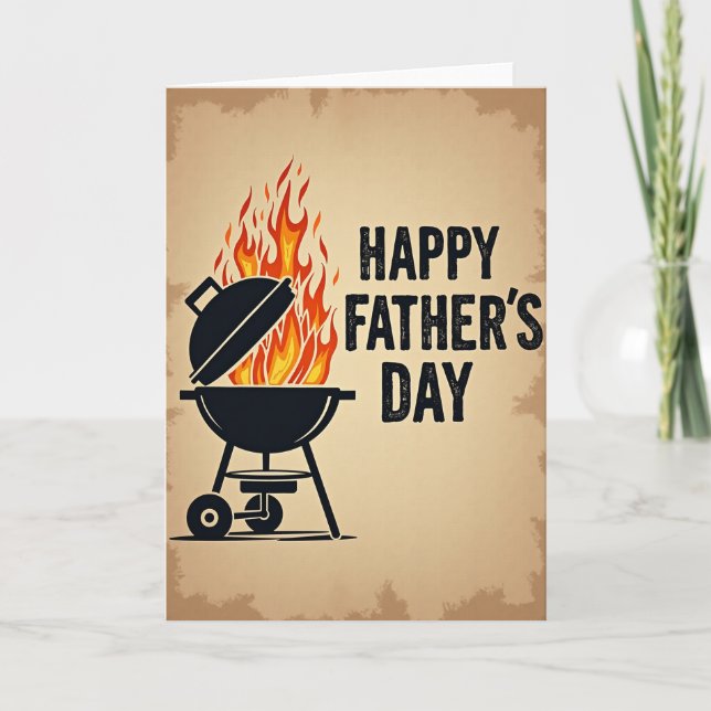 Grill Flames Fathers Day Card (Front)