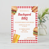 Grill Food Hamburger Hot Dog Backyard BBQ Birthday Invitation (Standing Front)