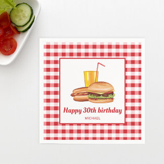 Grill Food Hamburger Hot Dog Backyard BBQ Birthday Napkins