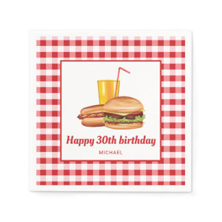 Grill Food Hamburger Hot Dog Backyard BBQ Birthday Napkins