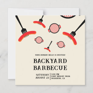 Grill & Fork BBQ Party Magnetic Invite