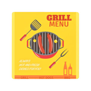 Grill Hot Dogs BBQ Metal Print