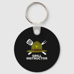 Grill instructor funny bbq pitmaster grilling dad keychain