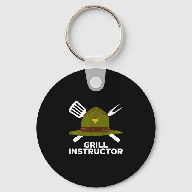 Grill instructor funny bbq pitmaster grilling dad keychain (Front)