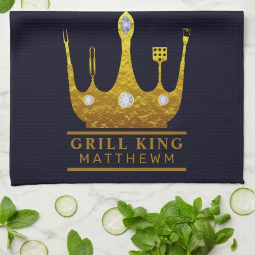 Grill King BBQ Crown navy Make Your Own  Kitchen Towel