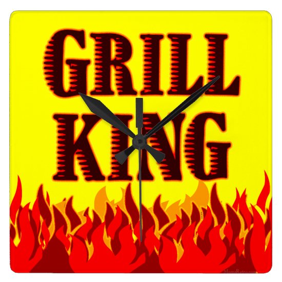 Grill King BBQ Flames Wall Clock