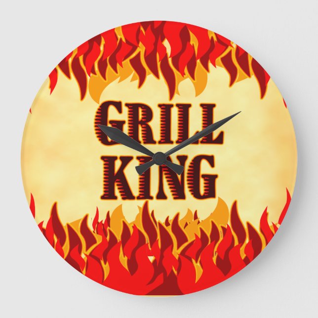 Grill King BBQ Red Flames Wall Clock (Front)