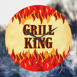 Grill King BBQ Red Flames Wall Clock