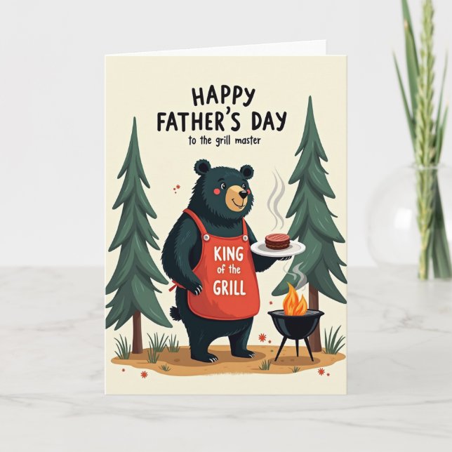 Grill King Fathers Day Bear Card (Front)