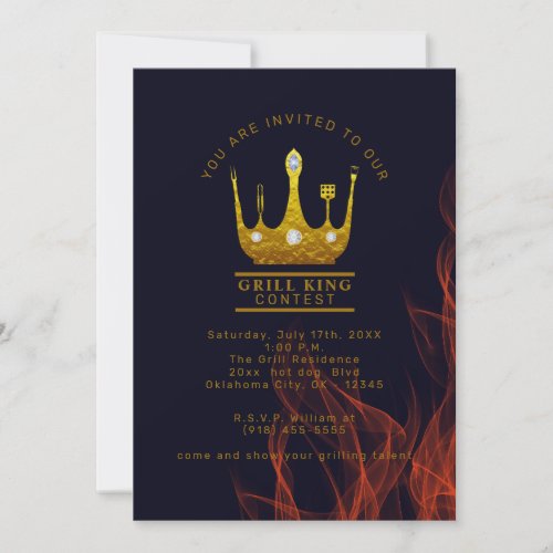 Grill King Party Contest  Invitation