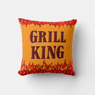 Grill King Red Flames BBQ Art Pillow