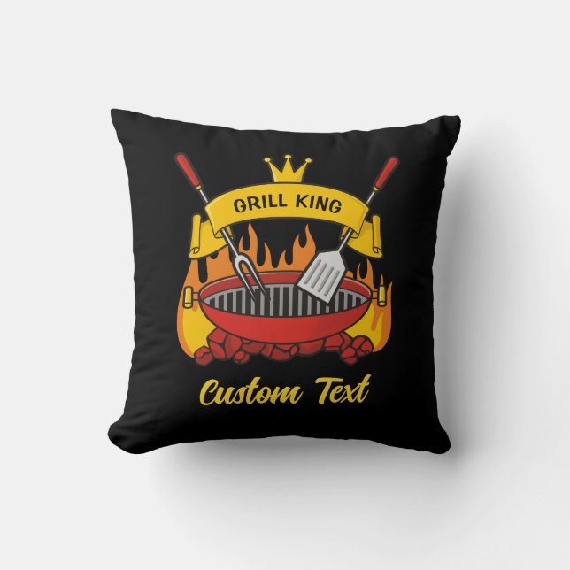 Grill King Throw Pillow (Front)