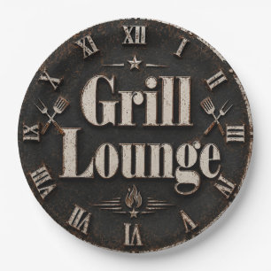 Grill Lounge Rustic BBQ Man Cave Grill Master Gift Paper Plates