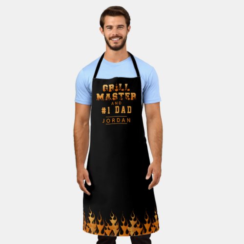 GRILL MASTER 1 DAD Flames Personalized Apron