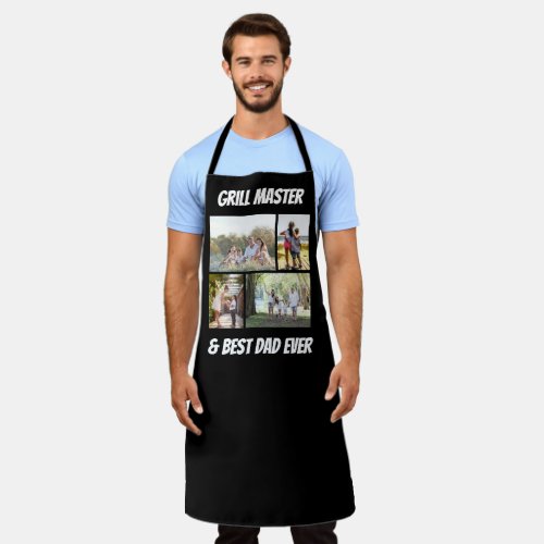 Grill Master and Best Dad Ever 4 Photo Gift Apron