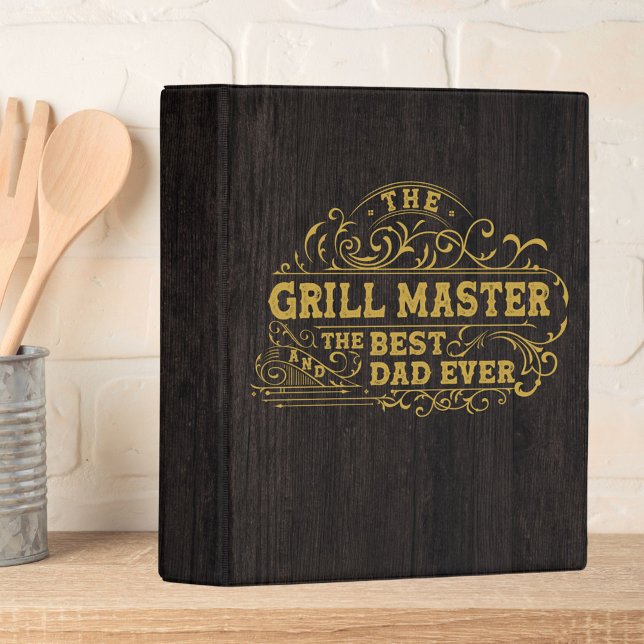 Grill Master and Best Dad Ever Father Black Recipe Mini Binder (In situ)