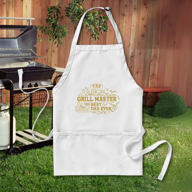 Grill Master and Best Dad Ever Fathers Day Adult Apron (In situ)